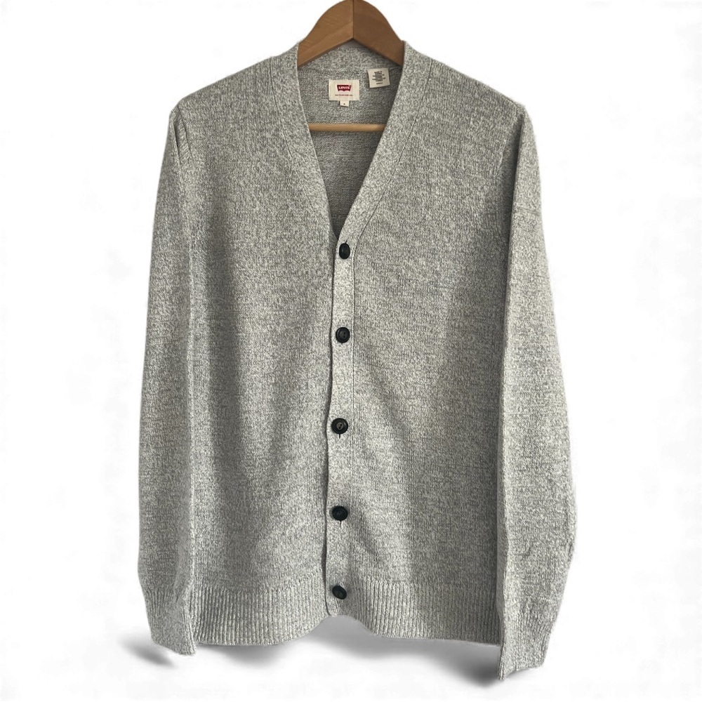 Levi's Unisex Unique Grey Linen, Hemp & CottonCardigan Sweater